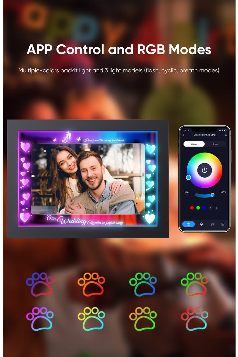 10.1 Inch IPS Touch Screen RGB WiFi Digital Picture Frame Wedding Gifts for Women, Alternate, color, Black