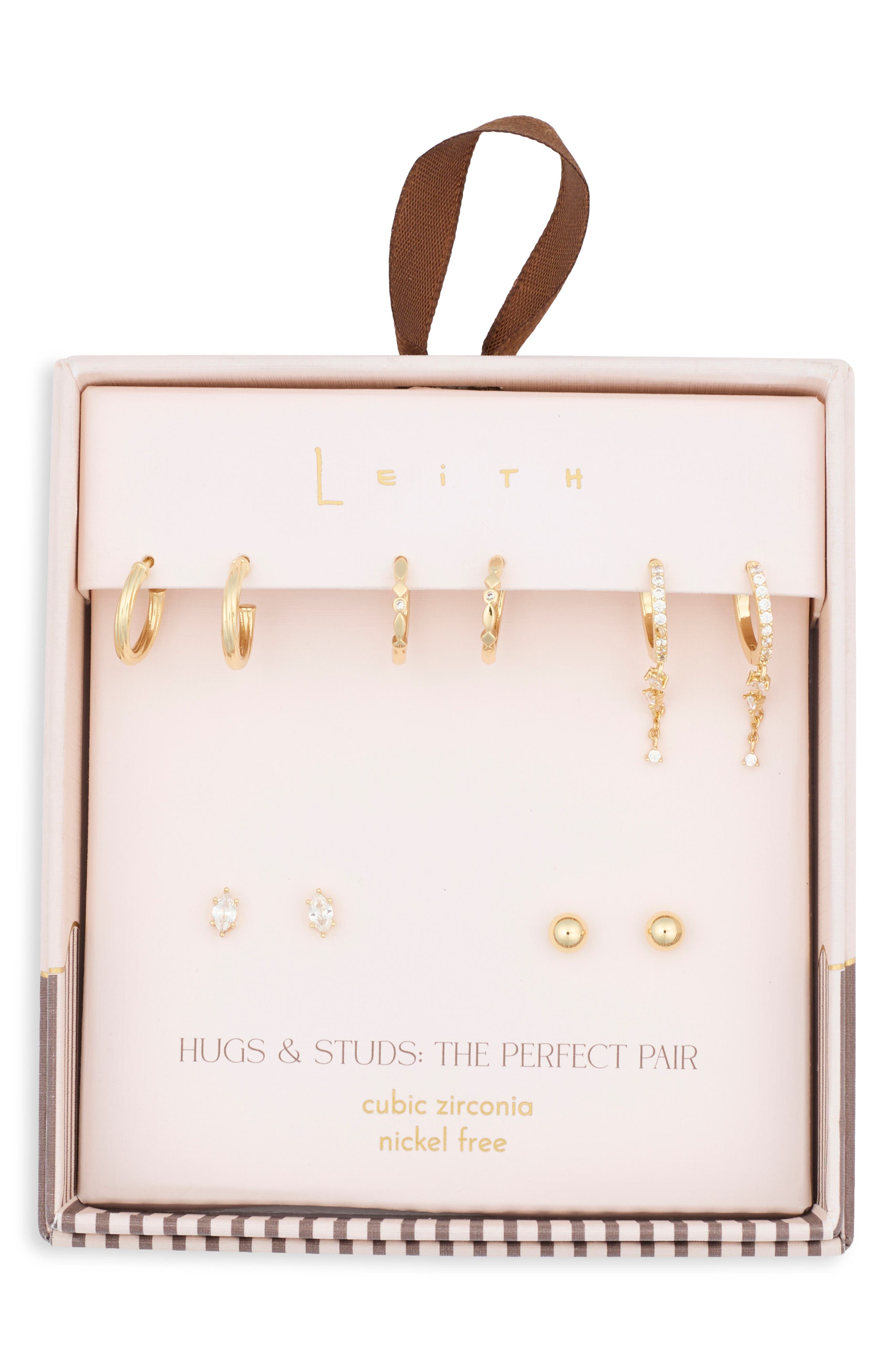 Leith 5-Pack Starburst Hugs & Studs Earrings Set