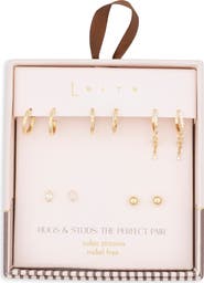 Leith 5-Pack Starburst Hugs & Studs Earrings Set