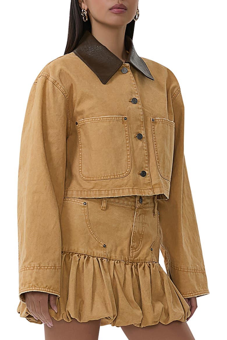 Wrenley Crop Denim Jacket, Main, color, BEIGE KHAKI