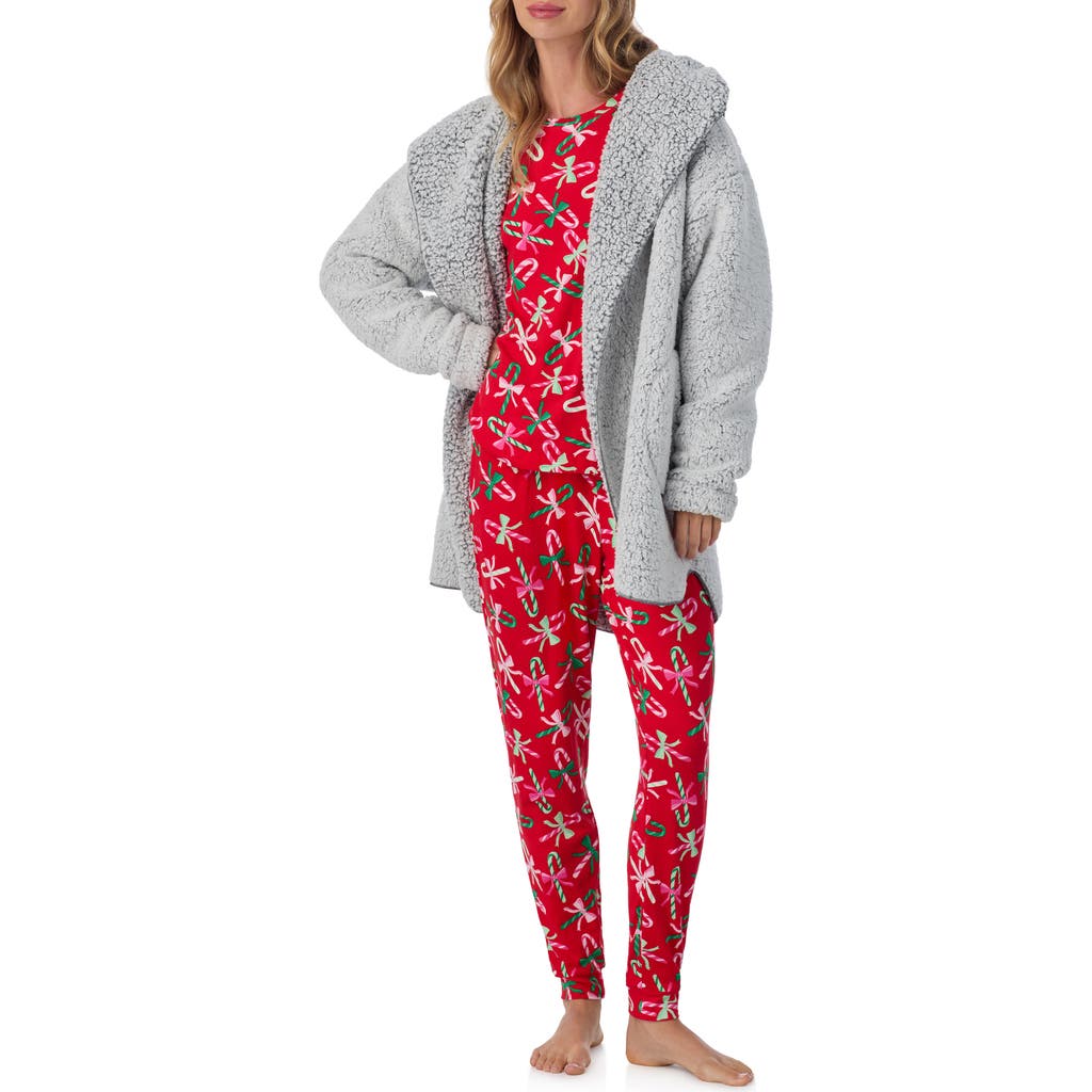 Room Service Pjs Hooded Fleece Lounge Jacket In Gray