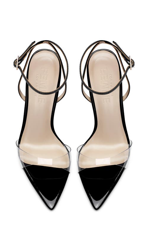Femme La Gg Ankle Strap Pointed Toe Sandal In Black