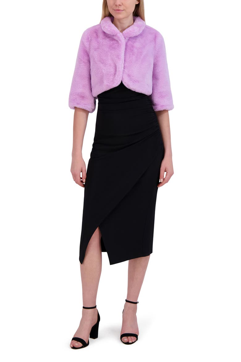 Mock Neck Faux Fur Shrug, Alternate, color, LAVENDER