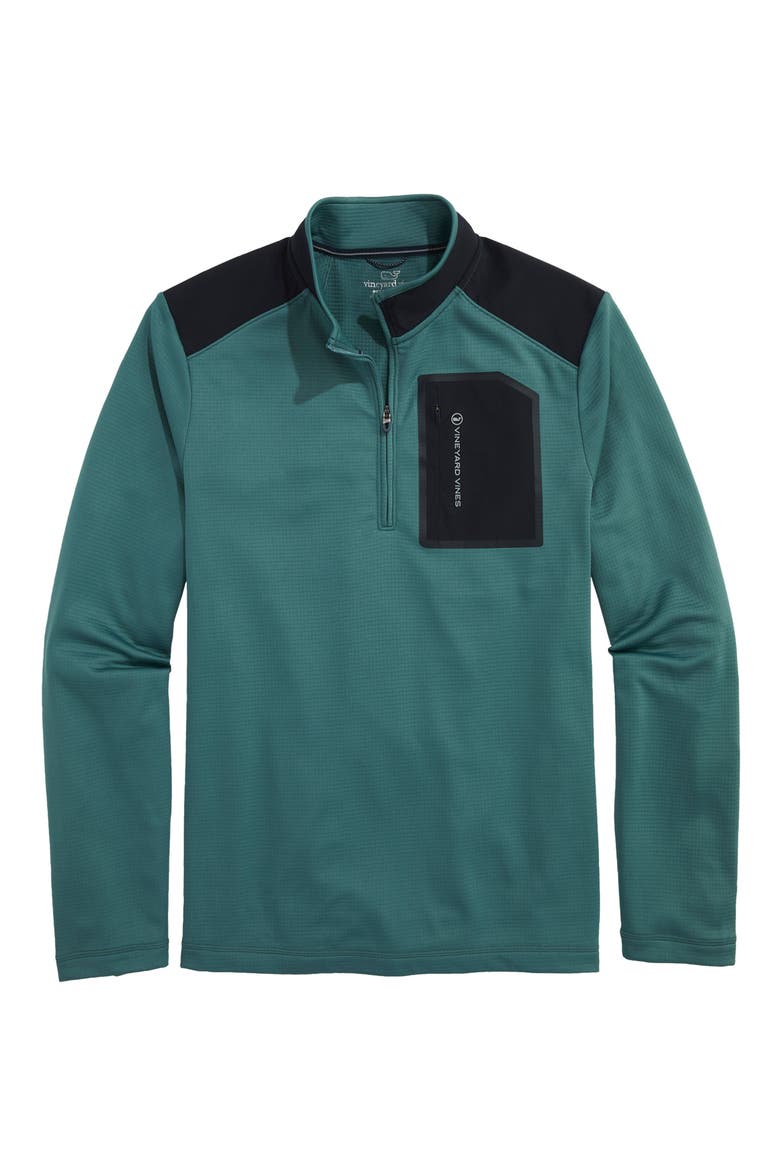 Grid-Tech Quarter Zip Pullover, Main, color, LOWCOUNTRY LODEN