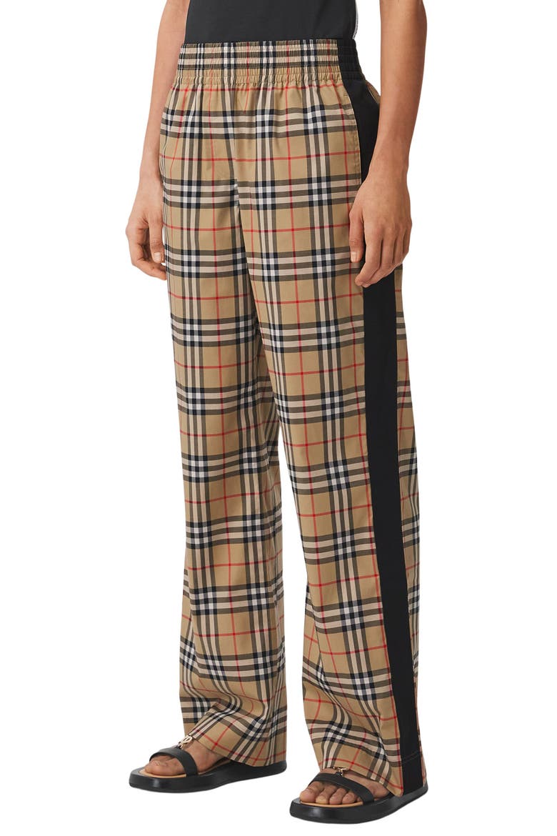 Louane Check Side Stripe Stretch Cotton Pants, Alternate, color, ARCHIVE BEIGE IP CHK