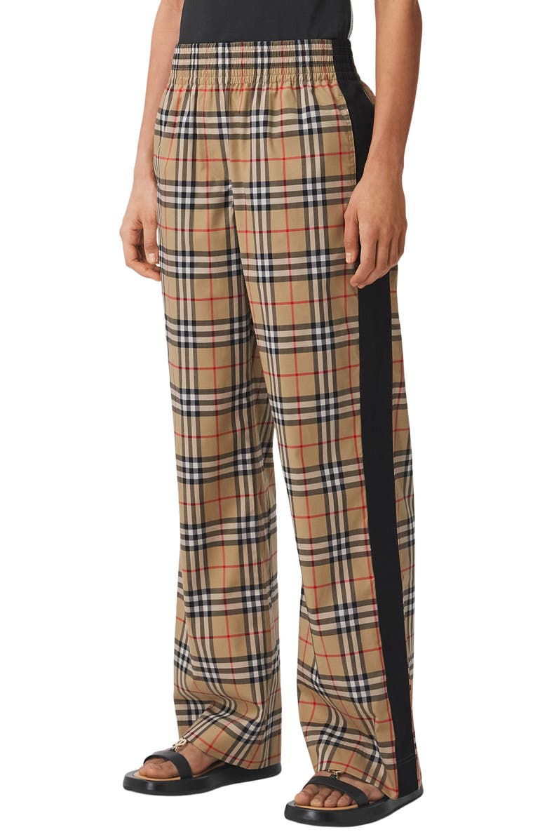 Burberry Louane Check Side Stripe Stretch Cotton Pants, Alternate, color,
