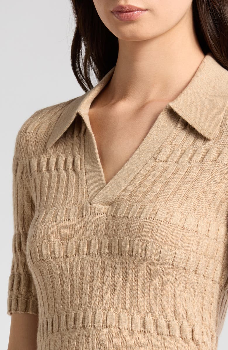 PAIGE Dune Short Sleeve Cashmere & Merino Wool Blend Sweater, Alternate, color, Camel