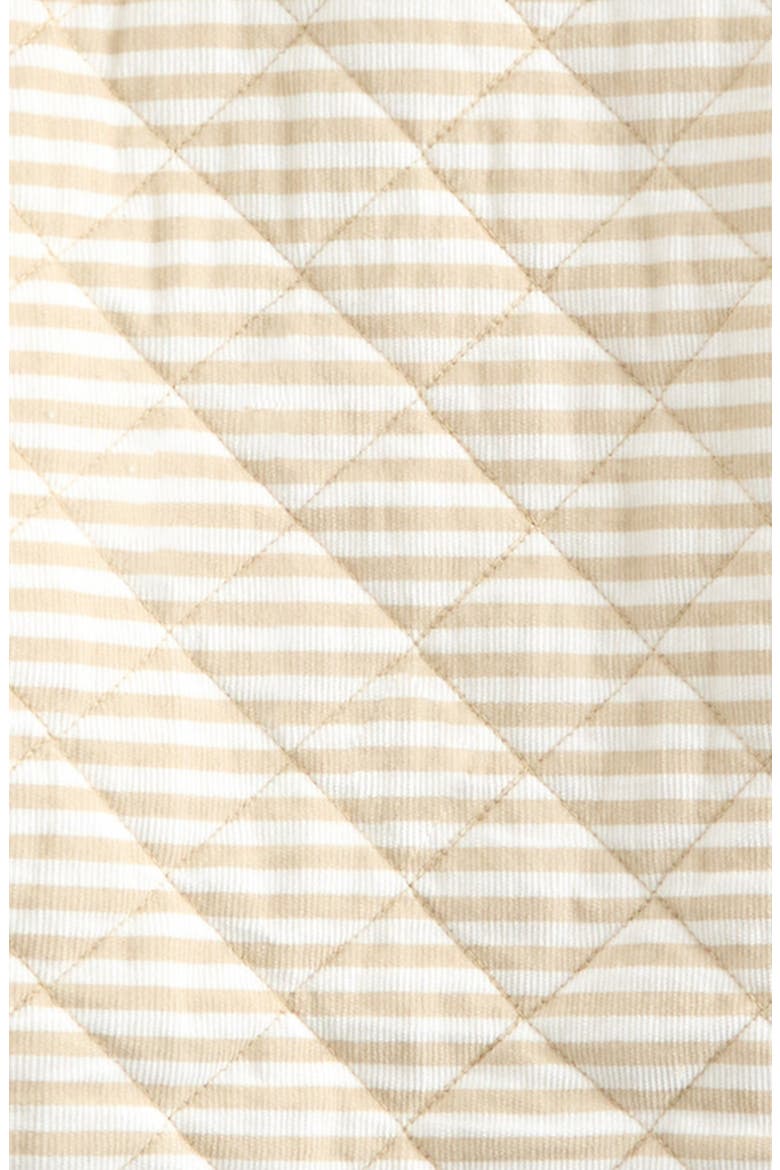 Ear Appliqué Quilted Faux Fur Lined Hooded Bunting, Alternate, color, BEIGE OATMEAL SHEA STRIPE