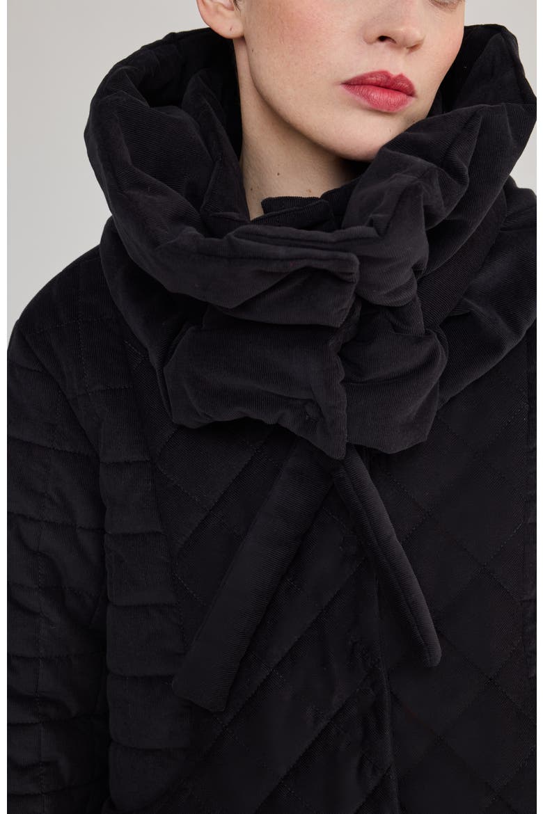 Violette Quilted Velvet Scarf, Alternate, color, Black