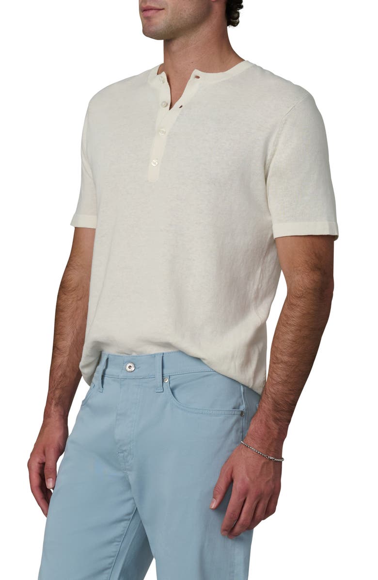 Joe's Short Sleeve Cotton Blend Henley, Alternate, color, Egret