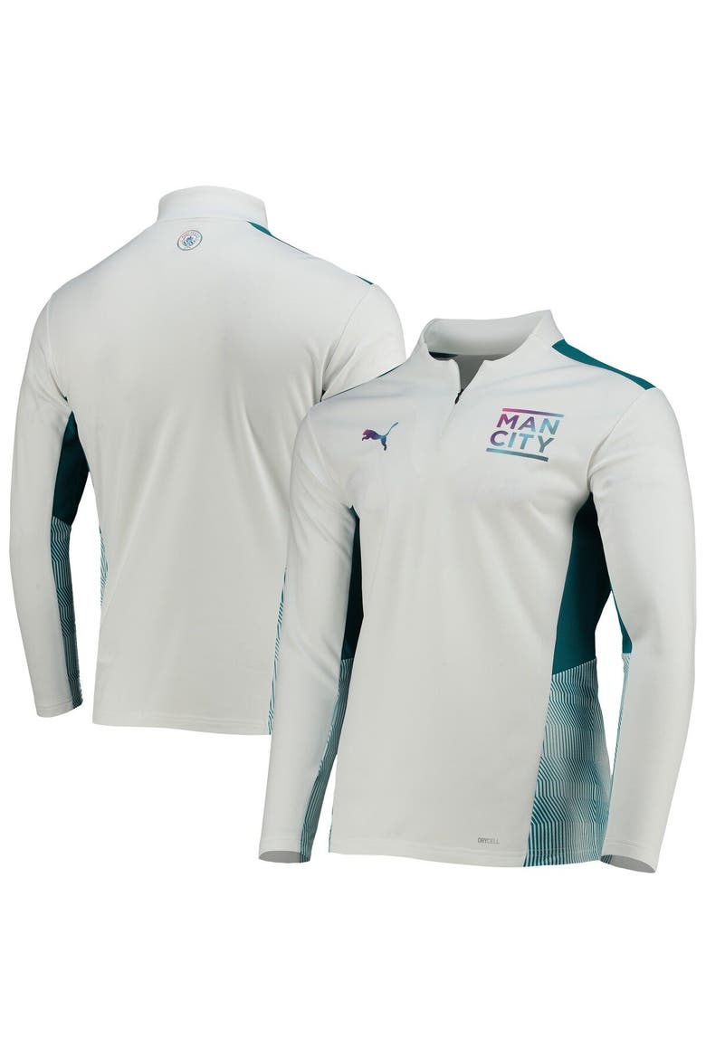 Men's Puma White Manchester City Training DryCELL Quarter-Zip Top, Alternate, color, White