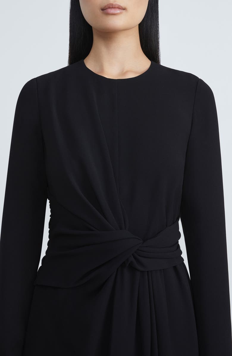 Lafayette 148 New York Twist Waist Long Sleeve Finesse Crepe Midi Dress, Alternate, color,