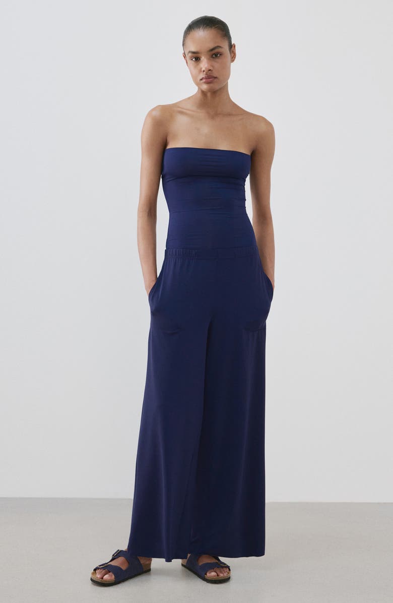 MANGO Stretch Tube Top, Alternate, color, Blue