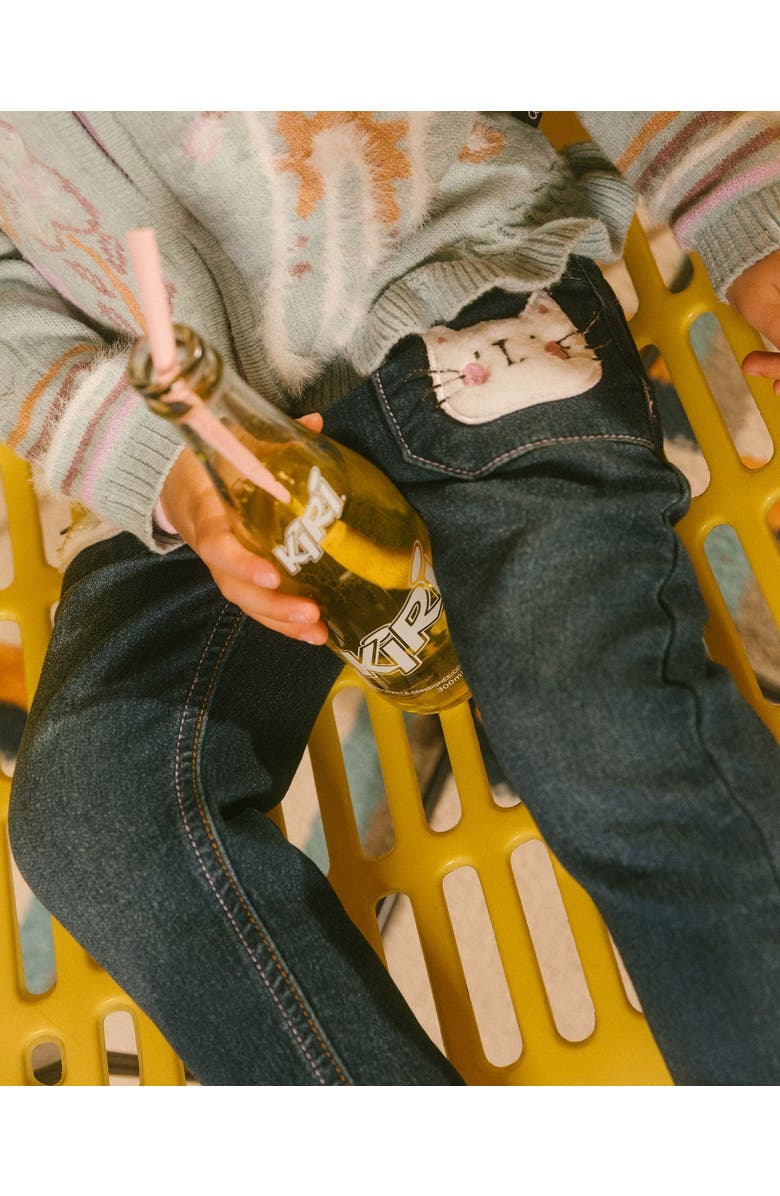 Deux par Deux Baby Girl's Cat Jeans Dark Denim, Alternate, color,