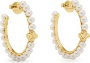Kate Spade New York spade flower faux pearl hoop earrings