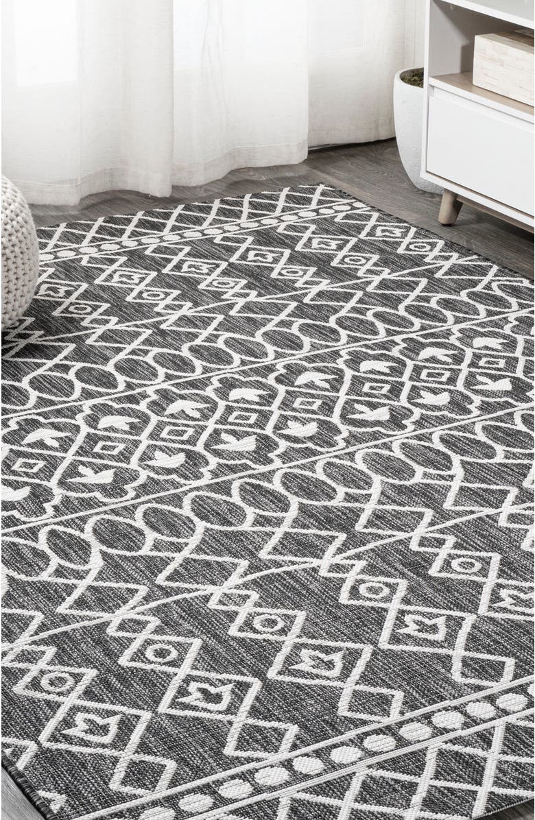 JONATHAN Y Kafel Bohemian Indoor/Outdoor Area Rug, Alternate, color, Black/Ivory