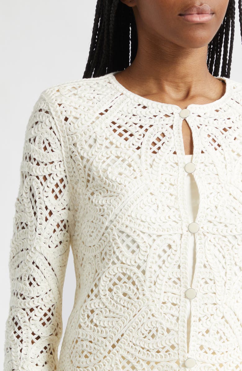 Emporio Armani Open Stitch Cotton Blend Cardigan, Alternate, color, Solid White