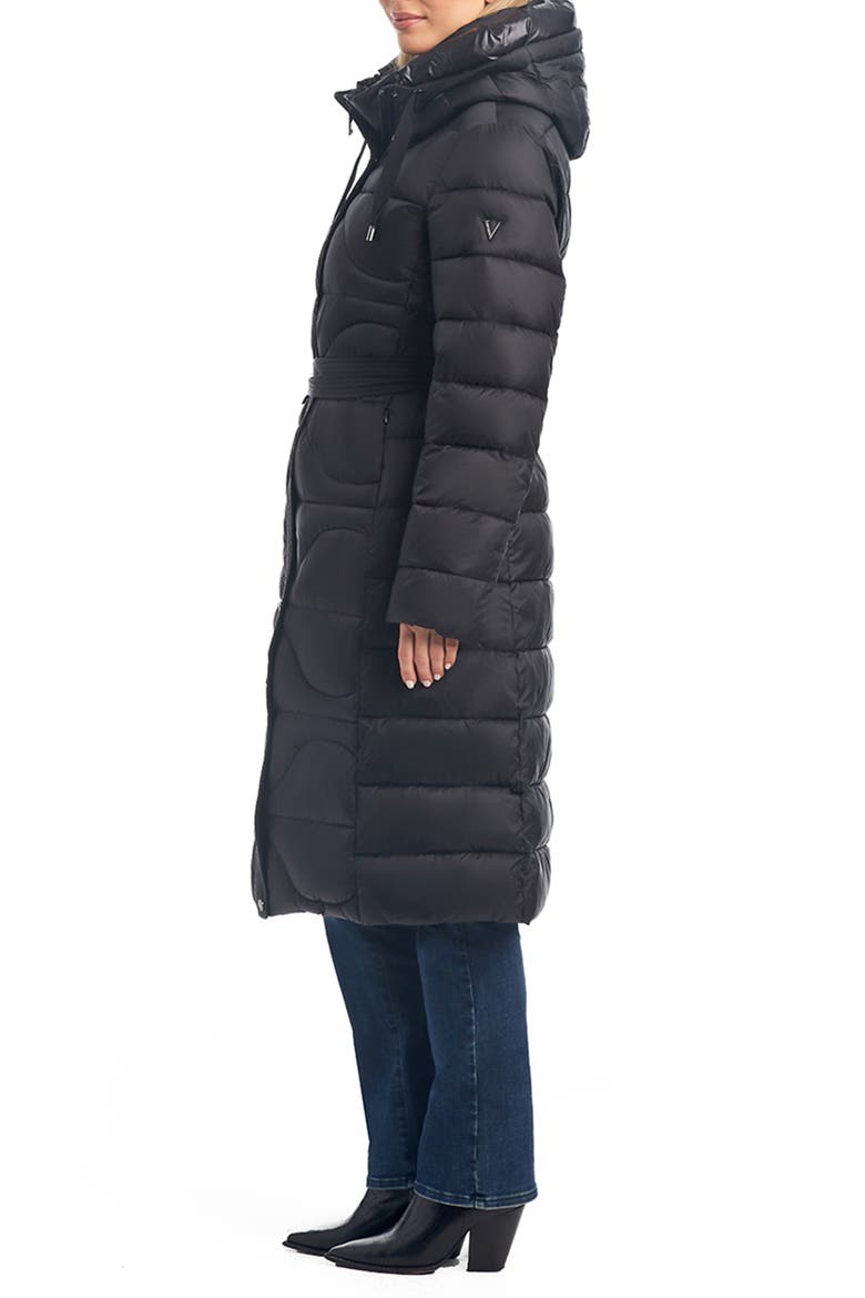 Onion Quilted Recycled Nylon Longline Puffer Jacket, Alternate, color, BLACK