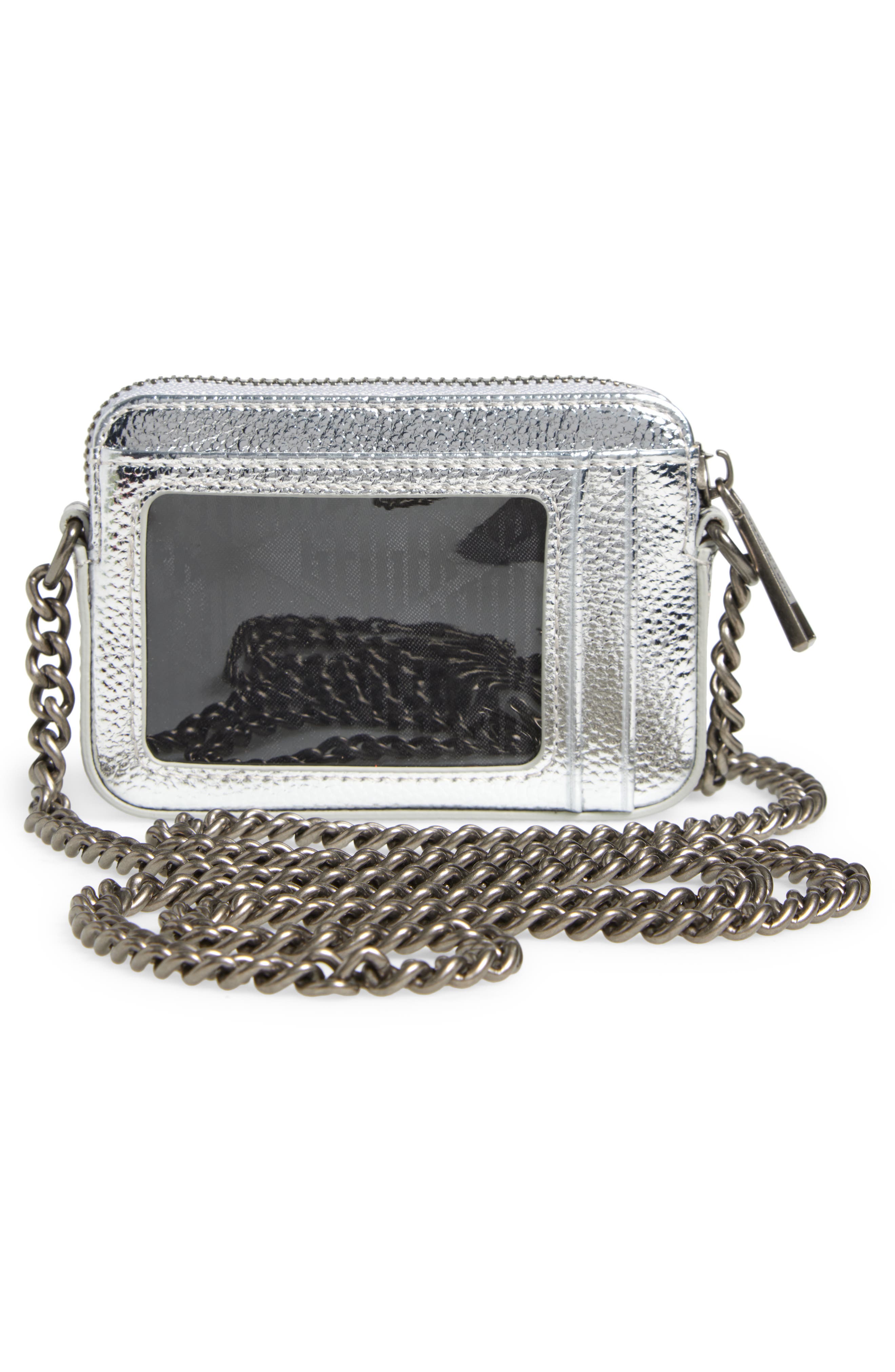 Kurt Geiger London Micro Kensington Metallic Faux Leather Camera Bag, Alternate, color, Silver