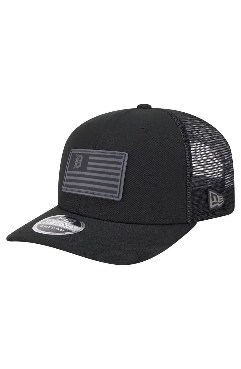 New Era Men's New Era Black Detroit Tigers Tonal Flag 9SEVENTY Stretch-Snap Hat, Main, color, 
