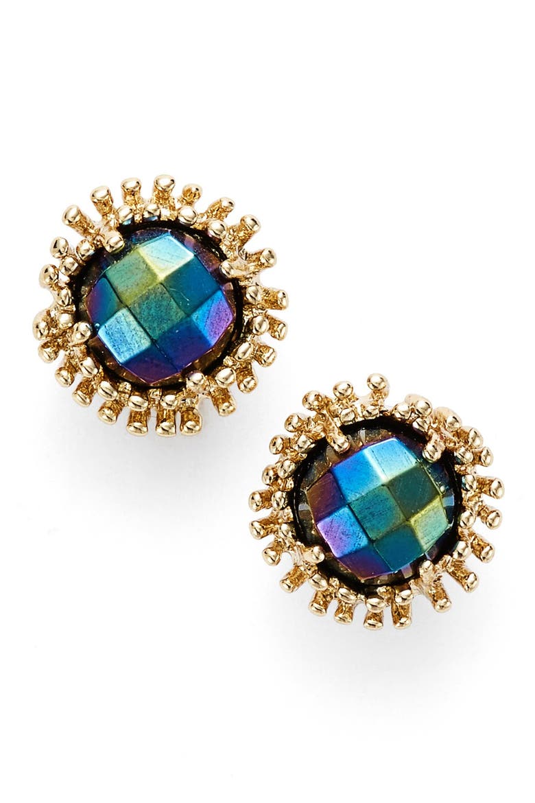 'Carly' Stud Earrings, Main, color, BLACK IRIDESCENT