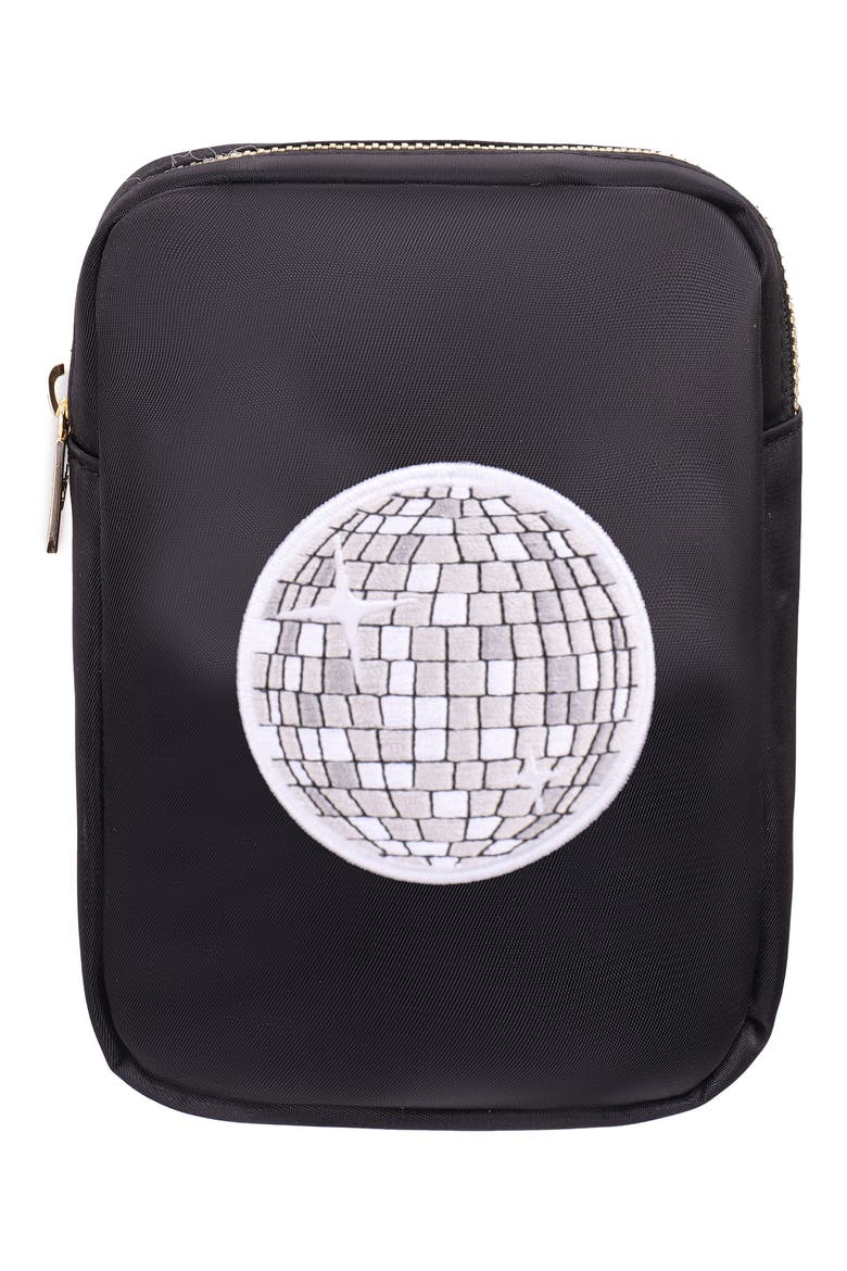 Mini Disco Ball Cosmetics Bag, Main, color, BLACK
