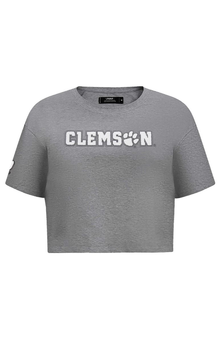 PRO STANDARD Women's Pro Standard Heather Charcoal Clemson Tigers Tonal Neutral Boxy Cropped T-Shirt, Alternate, color, Heather Charcoal