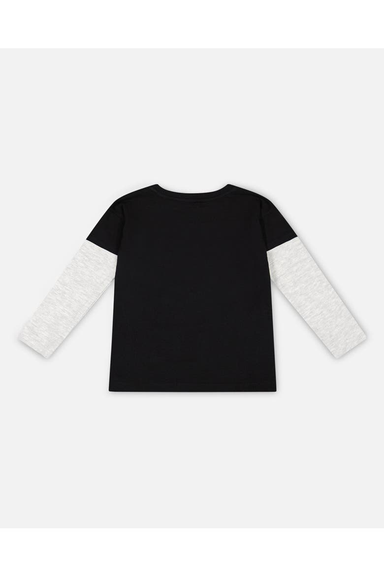 Boy's Layered Long Sleeve T-Shirt Black, Alternate, color, Light Grey Mix