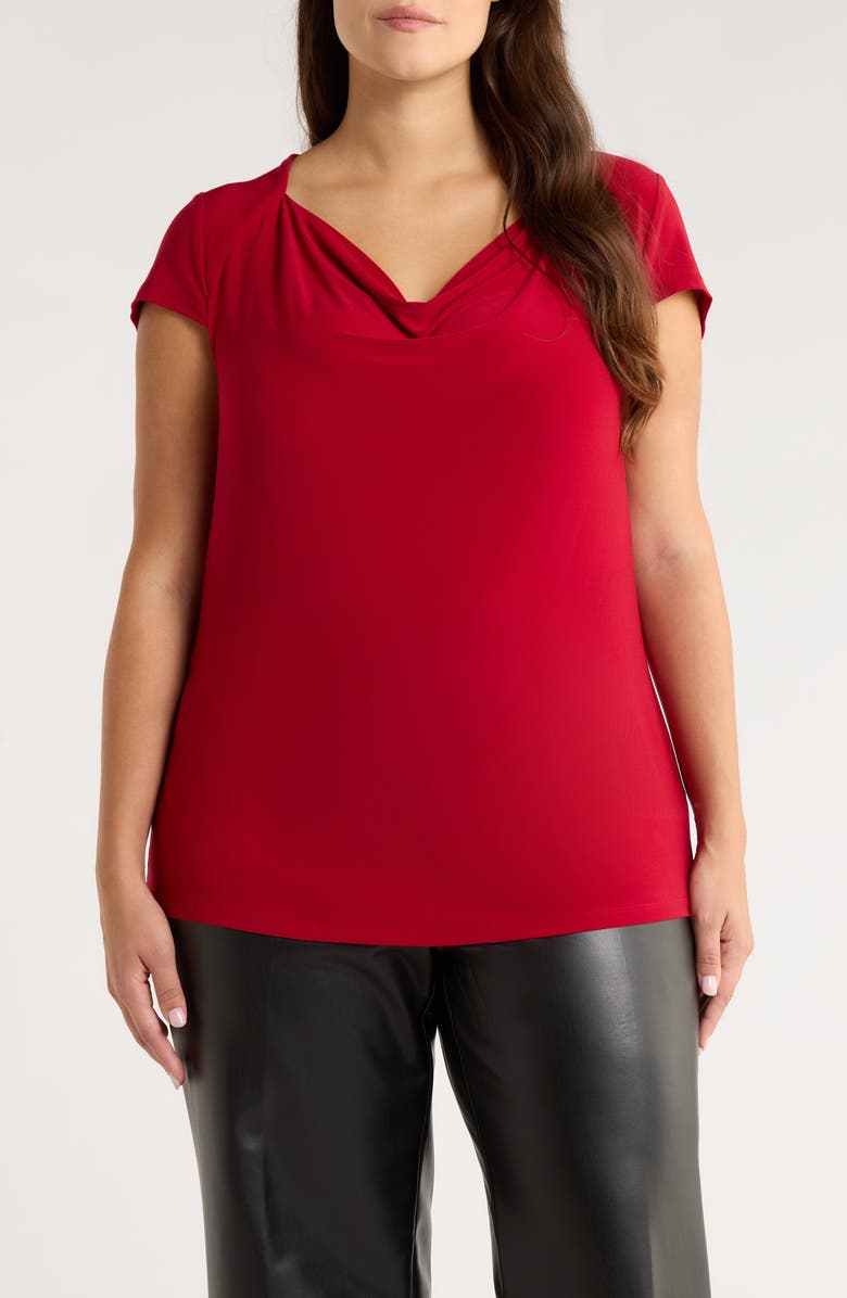 KASPER Cowl Neck Top, Main, color, Fire Red
