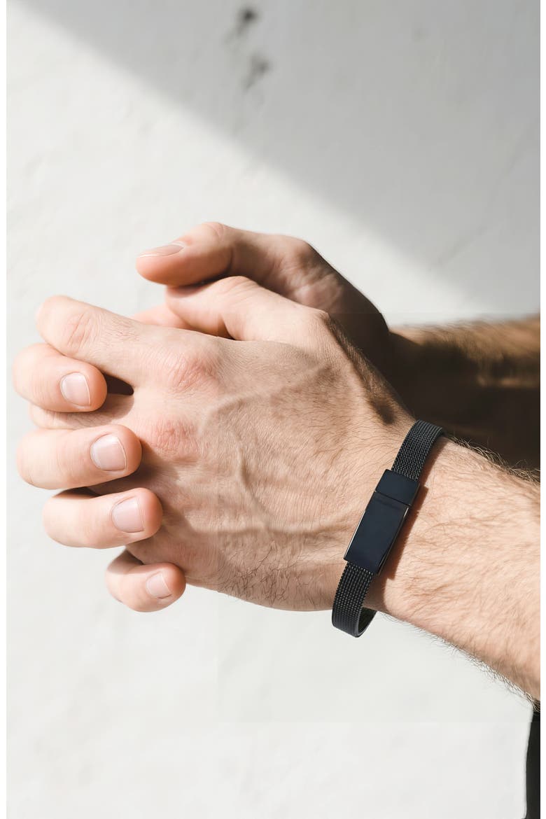 Men's Stainless Steel Mesh Chain Bracelet, Alternate, color, BLACK