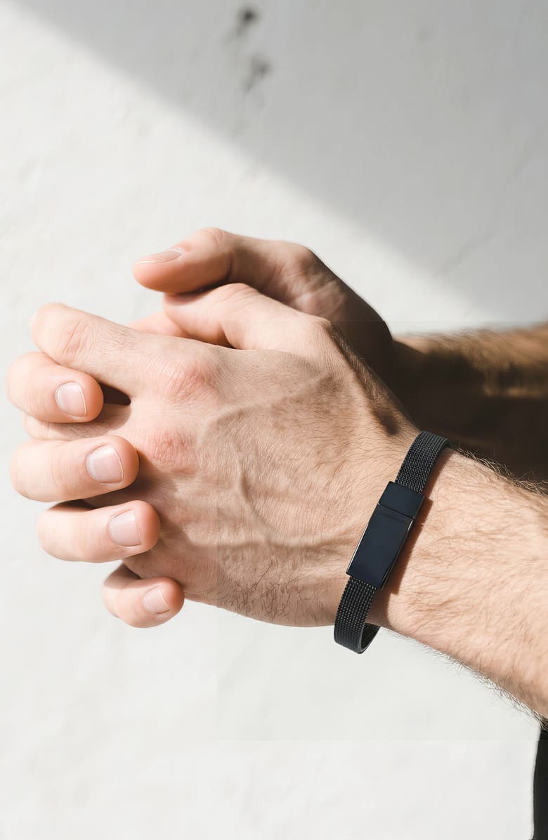 GEOFFREY BEENE Men's Stainless Steel Mesh Chain Bracelet, Alternate, color, Black