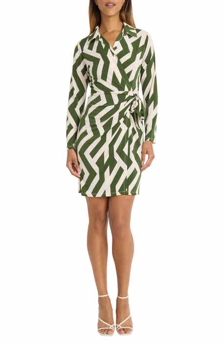 Donna Morgan Print Long Sleeve Wrap Shirtdress
