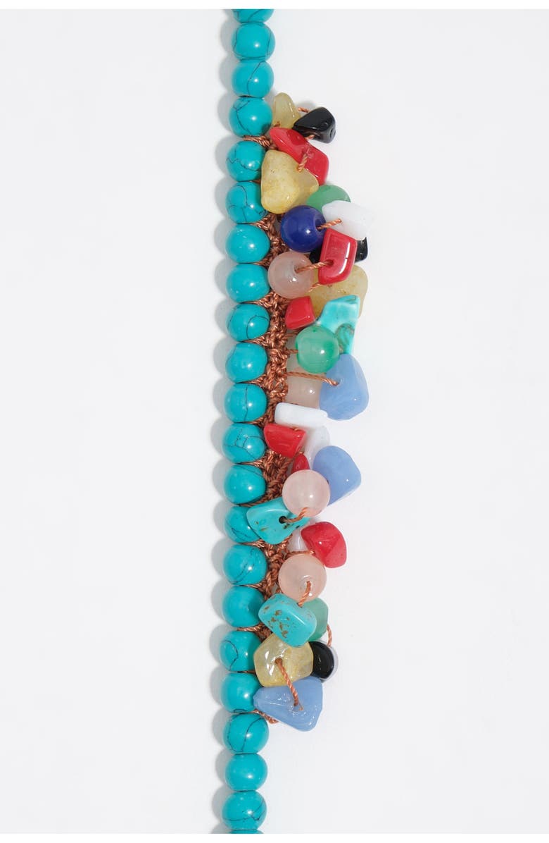 Bimba y Lola Necklace With Stone And Pearl, Alternate, color, Turquoise