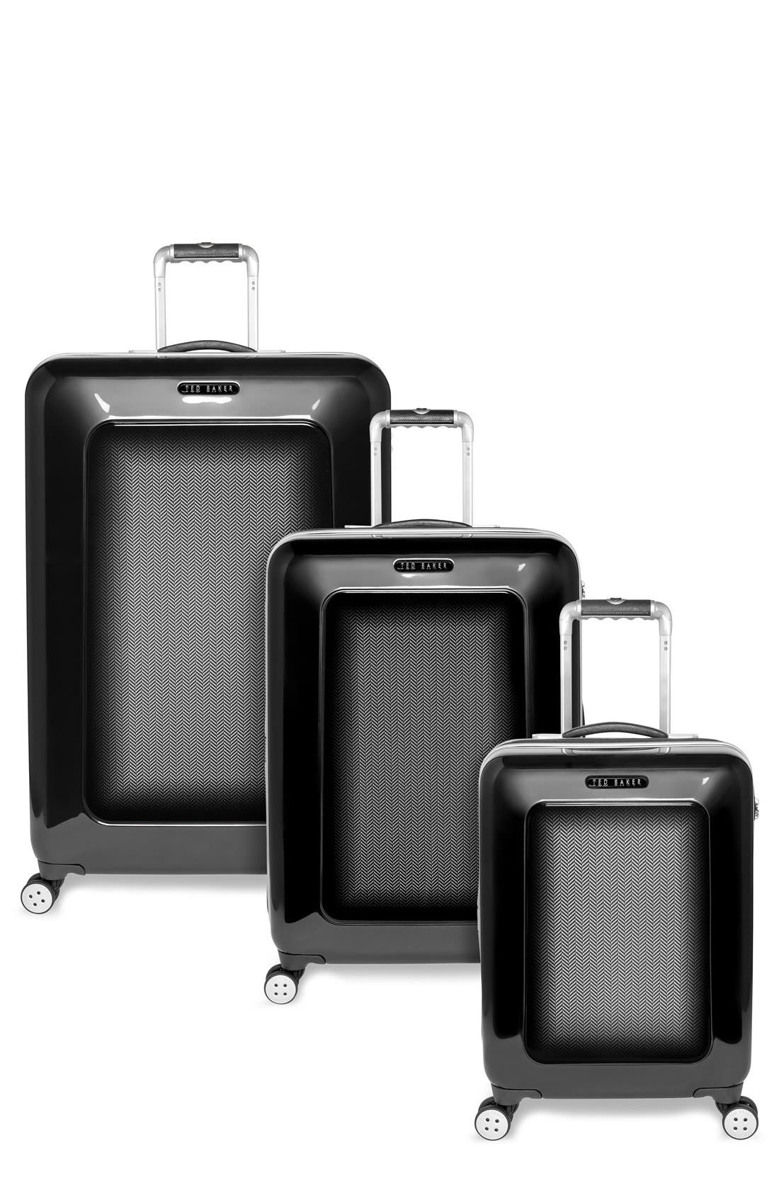 Ted Baker London Small Herringbone Rolling Suitcase, Alternate, color, 