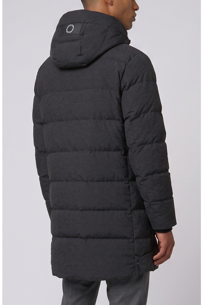 Long Hooded Puffer with Sleeve Pocket, Alternate, color, Black