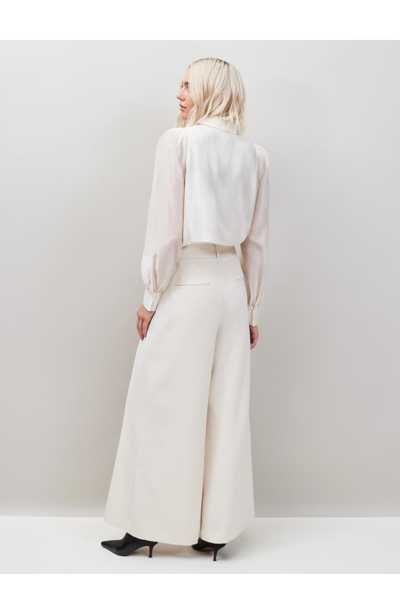 Ro&Zo Pleat Detail Wide Leg Pants, Alternate, color, Cream