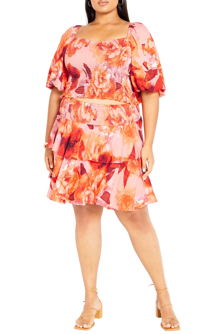 Poppie Print Smocked Crop Top, Alternate, color, FLORAL