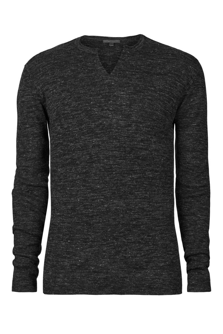 Travis Rib Split Neck Henley, Alternate, color, BLACK