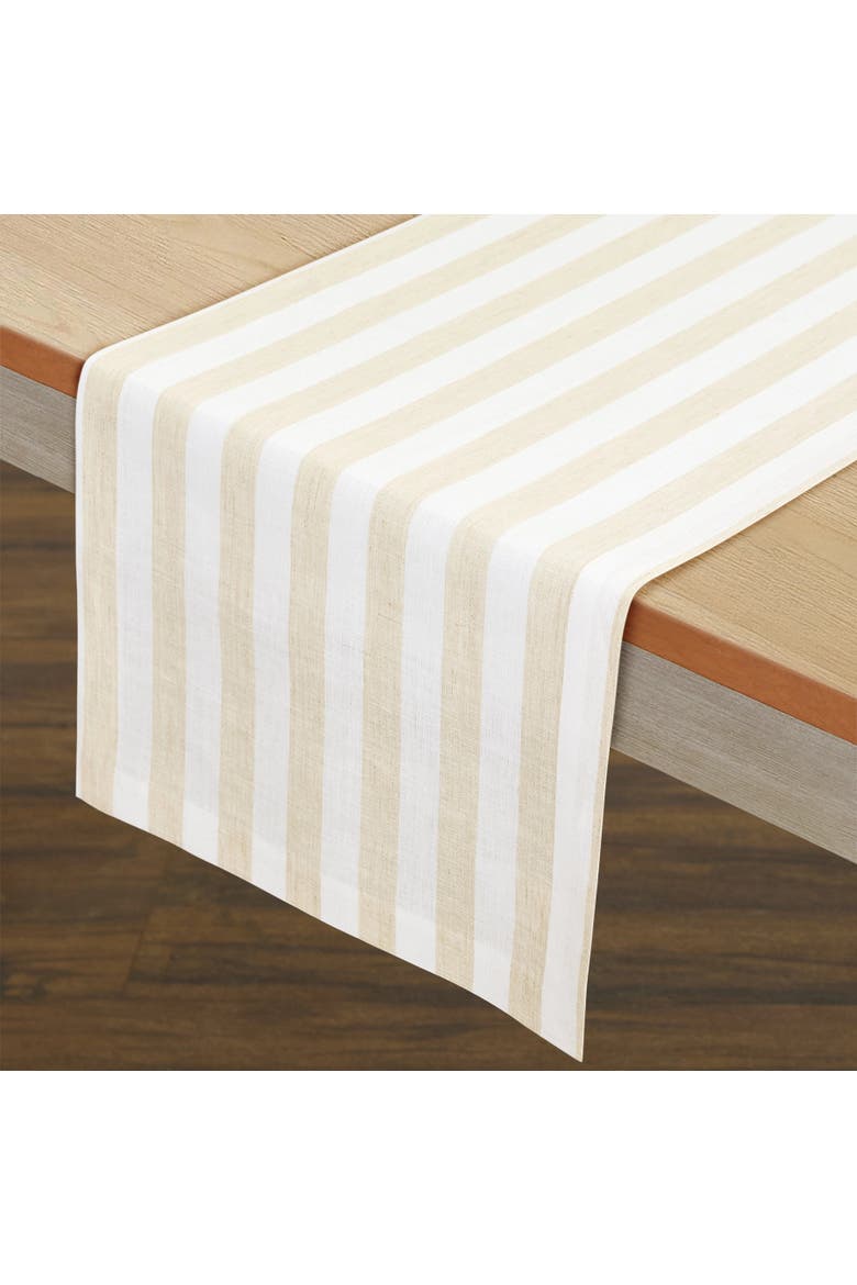 Linen Table Runner - Sorrento Stripe, Alternate, color, Natural and White