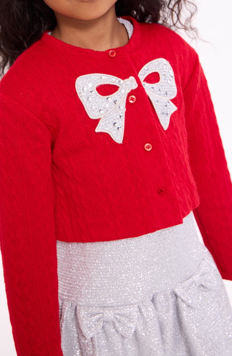 Iris & Ivy Kids' Bow Cardigan & Dress Set, Alternate, color, Red