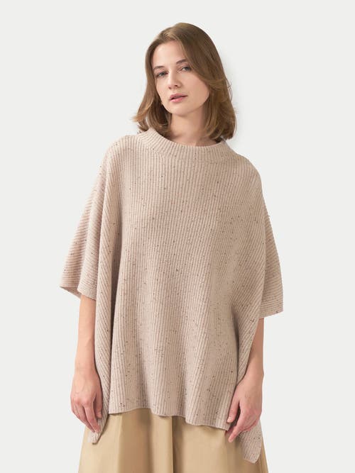 Gobi Mongolian Cashmere Organic Colour Rib-knit Cashmere Poncho In Brown