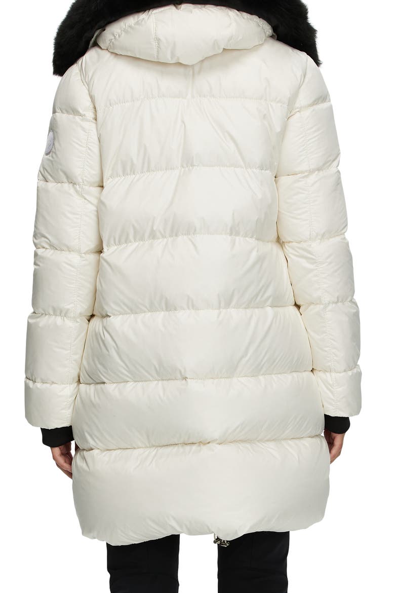 Apres-Ski Horizontal Jacket with Detachable Genuine Shearling Hood Trim, Alternate, color, IVORY/BLACK