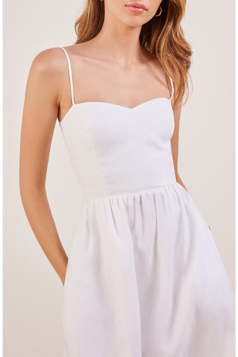Olivia Linen Midi Dress, Alternate, color, WHITE