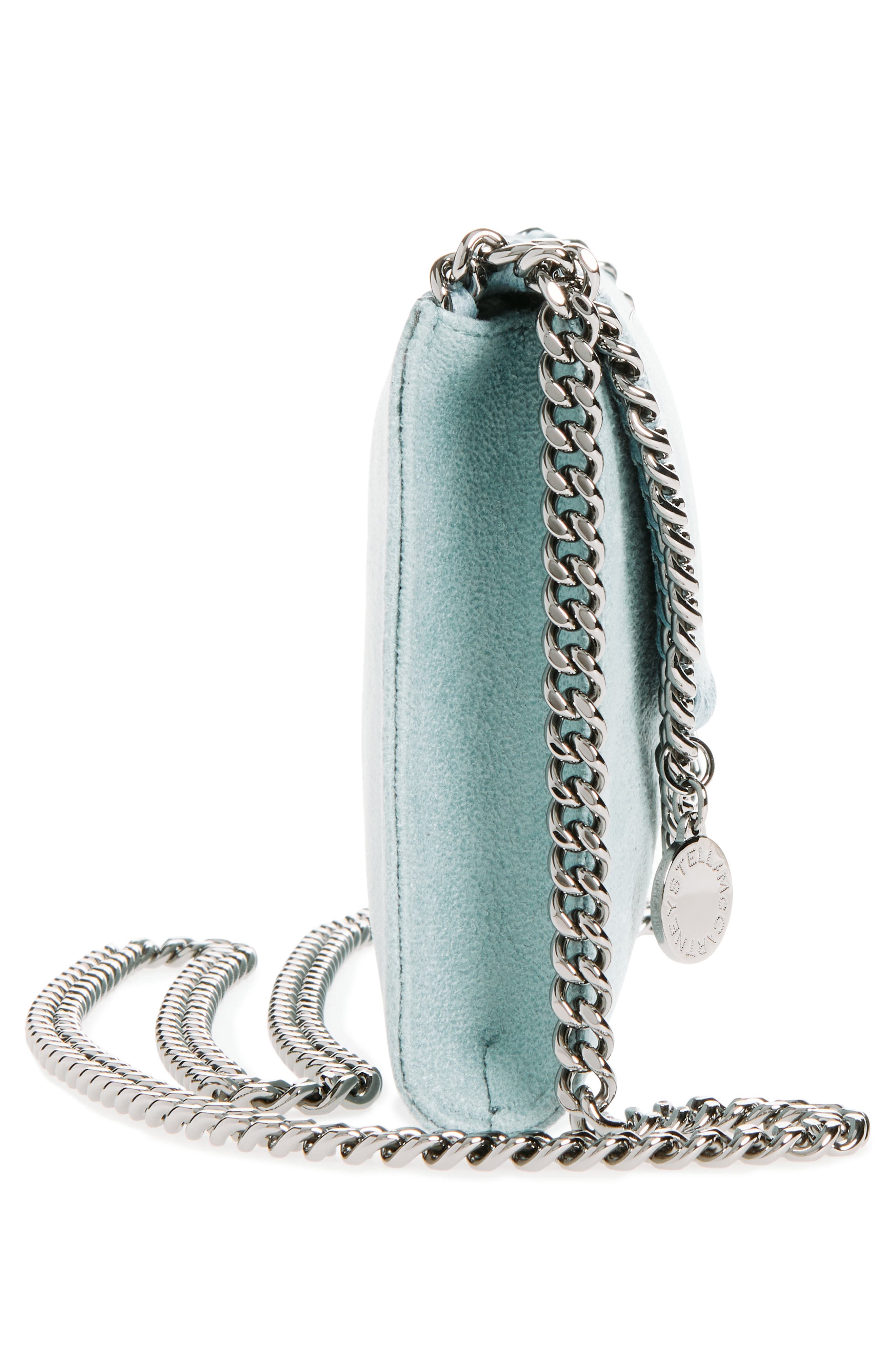 Stella McCartney Mini Falabella Shaggy Dear Faux Leather Crossbody Bag, Alternate, color, Ice Blue