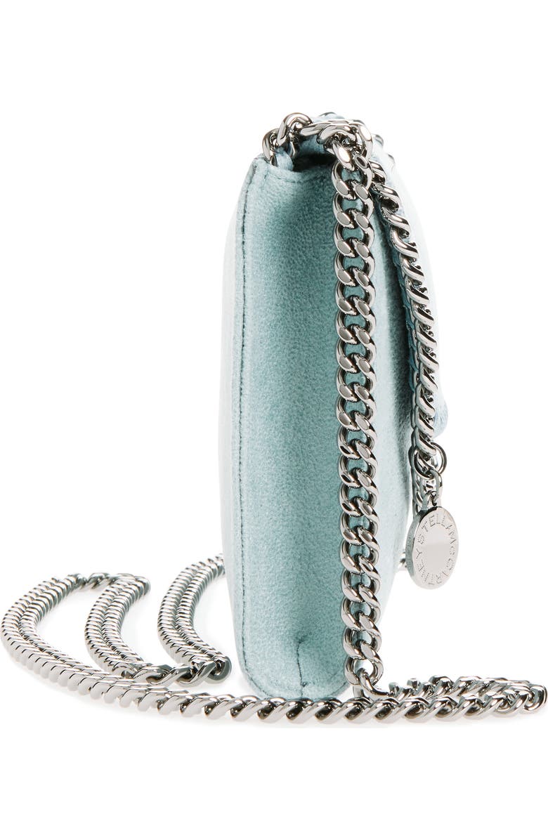 Stella McCartney Mini Falabella Shaggy Dear Faux Leather Crossbody Bag, Alternate, color, Ice Blue