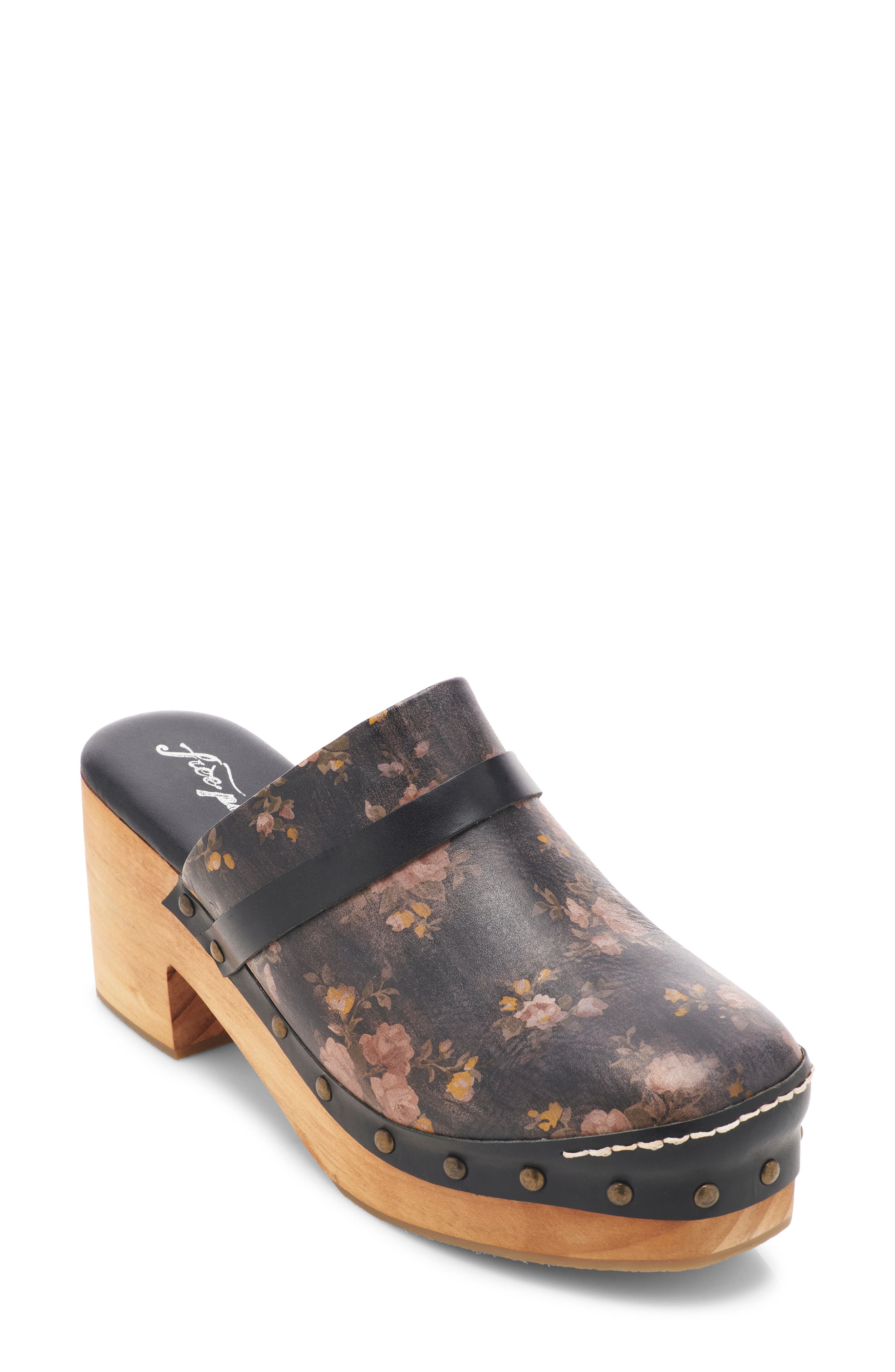 Free People Calabasas Clog, Main, color, Black Floral Leather