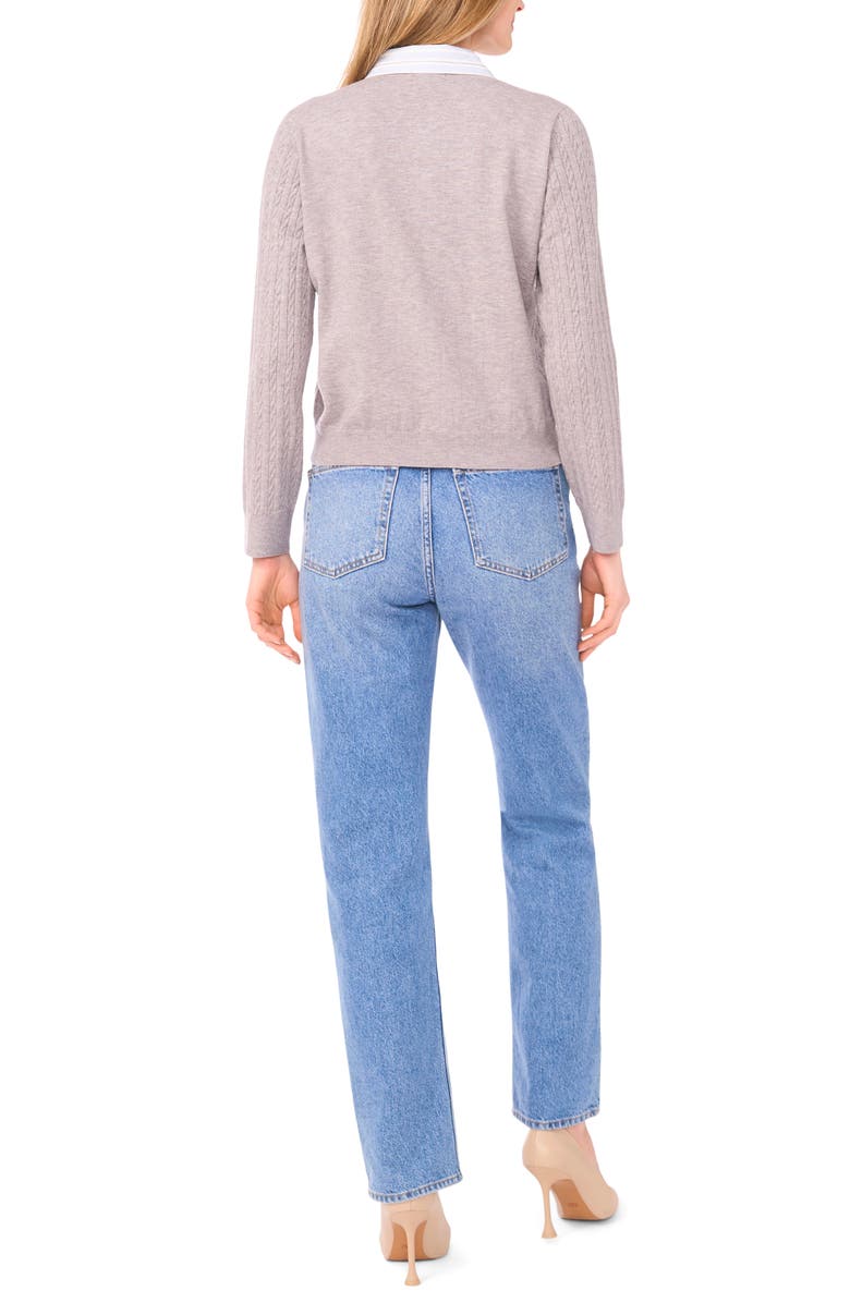 Halogen<sup>®</sup> Stripe Collar Twofer Cardigan, Alternate, color, Light Heather Grey