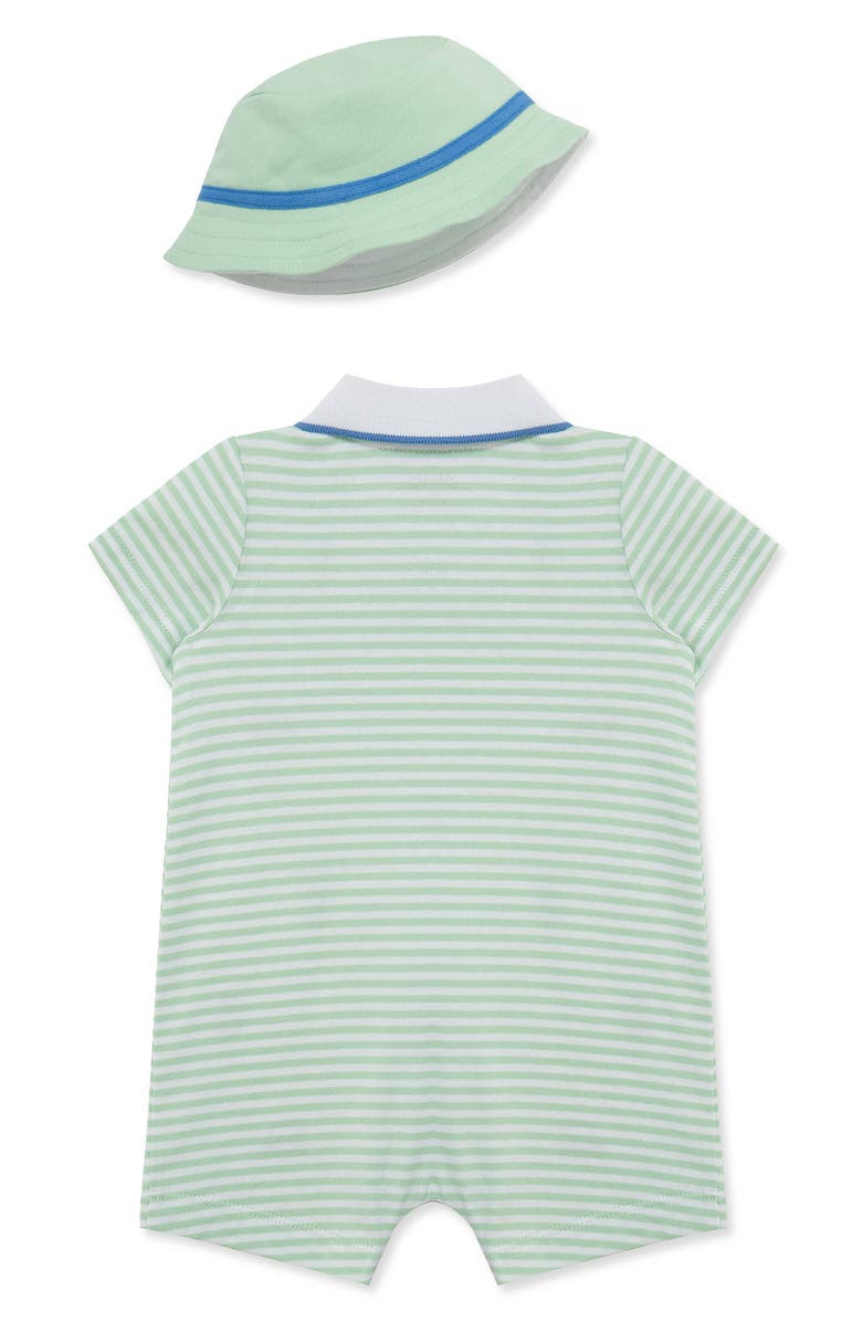 Little Me Golf Embroidery Romper & Hat Set, Alternate, color, Green