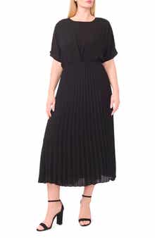 Pleated Dolman Sleeve Maxi Dress