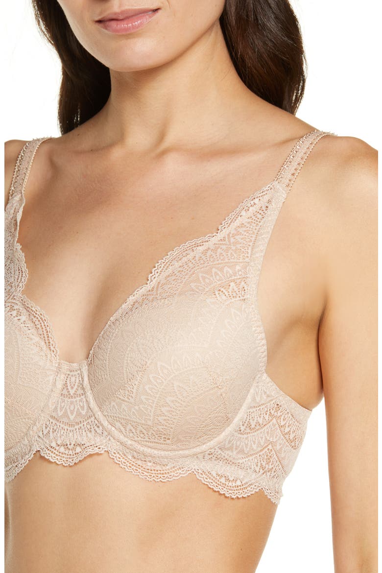 Karma Underwire Lace Demi Bra, Alternate, color, PEAU ROSE